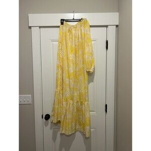 River Island Yellow Floral One Shoulder Maxi Dress Size 8 Wedding Cruise Vacay